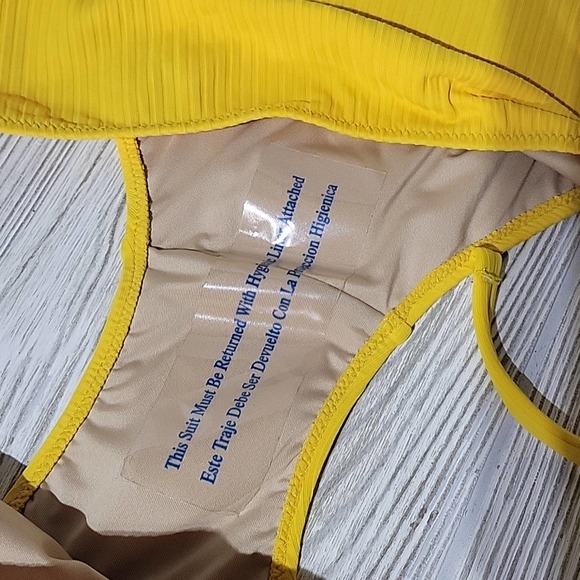 Shade & Shore Yellow Hipster Bikini Bottom, Ribbed, Tie Sides, Women's XL, NWT - Picture 6 of 6